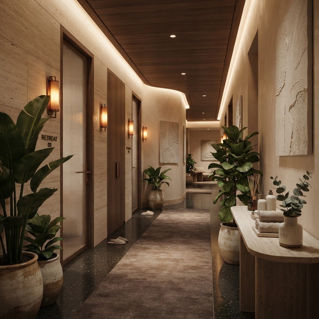 Interior of Veloura Luxury Spa in Koramangala — warm lighting, clean treatment room and premium spa setting